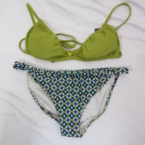 wild fable Shade & Shore 2 Piece Bikini Green Blue Size Medium 8-10 NWT